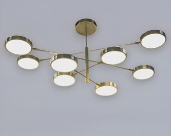 Adjustable Handmade 8-Arm Brass Chandelier: Versatile Modern Lighting Elegant House Decor Ceiling Fixture