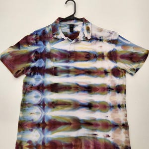 Layered Horizon Ice Dye Polo - Unique Abstract Design