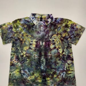 Cosmic Forest Polo Shirt - Handcrafted Ice Dye Design