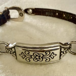 Brighton Flower Dark Brown Leather Buckle Vintage Bracelet image 1