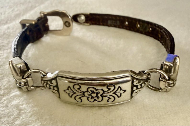 Brighton Flower Dark Brown Leather Buckle Vintage Bracelet image 1