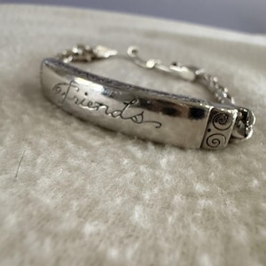 Brighton silver plated "Friends" ID Bracelet-Engraved, scroll 8" image 1