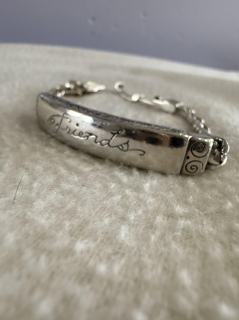 Brighton silver plated "Friends" ID Bracelet-Engraved, scroll 8" image 1