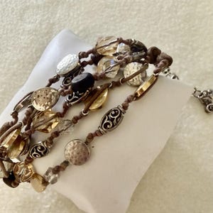 Brighton Riviera Multi Strand Cord Bracelet Wood Crystal Silver Gold image 4