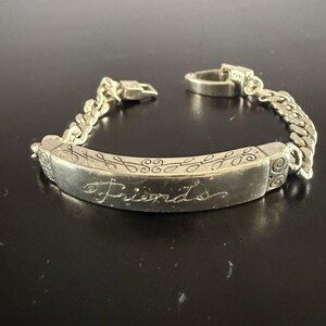 Brighton silver plated "Friends" ID Bracelet-Engraved, scroll 8" image 6