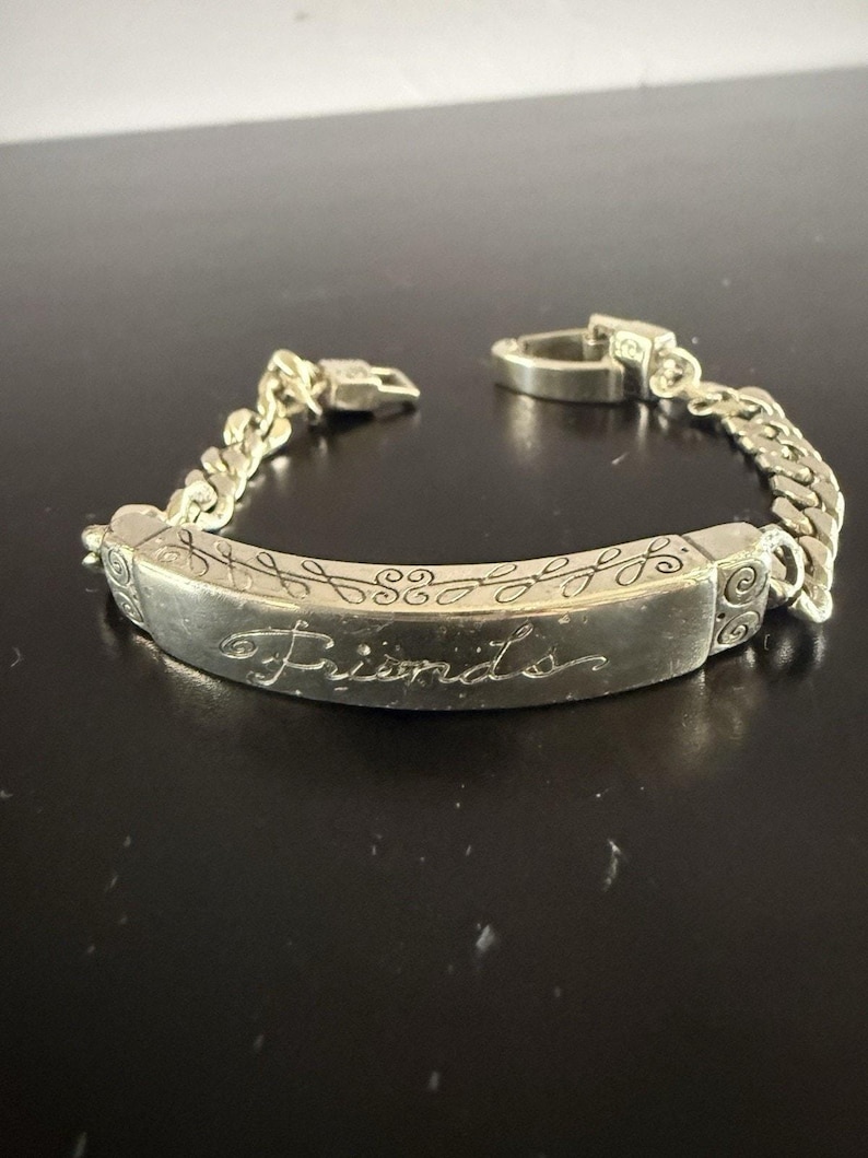 Brighton silver plated "Friends" ID Bracelet-Engraved, scroll 8" image 6