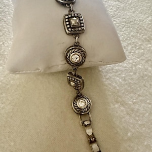 Brighton Heiress Bracelet Link Silver Crystal Rhinestone Hearts Two Sided image 1