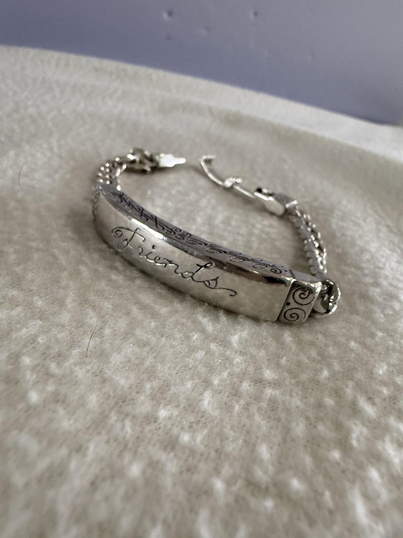 Brighton silver plated "Friends" ID Bracelet-Engraved, scroll 8" image 2