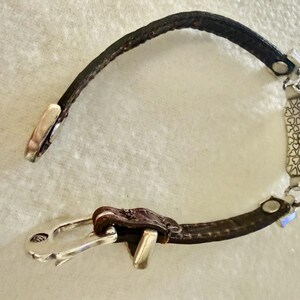 Brighton Flower Dark Brown Leather Buckle Vintage Bracelet image 3