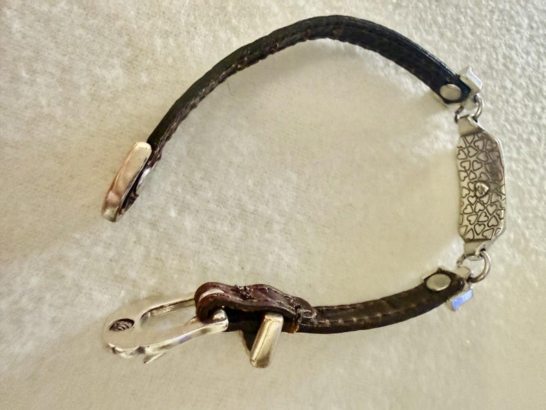 Brighton Flower Dark Brown Leather Buckle Vintage Bracelet image 3