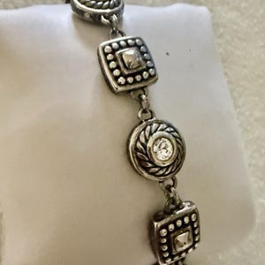 Brighton Heiress Bracelet Link Silver Crystal Rhinestone Hearts Two Sided image 3