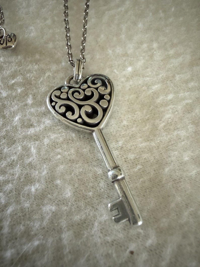 Brighton Silver Plated Heart Key Contemporary Adjustable Length Necklace image 2