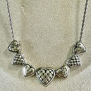Brighton Enchanted Hearts Necklace Silver 17"-19" Excellent! image 2