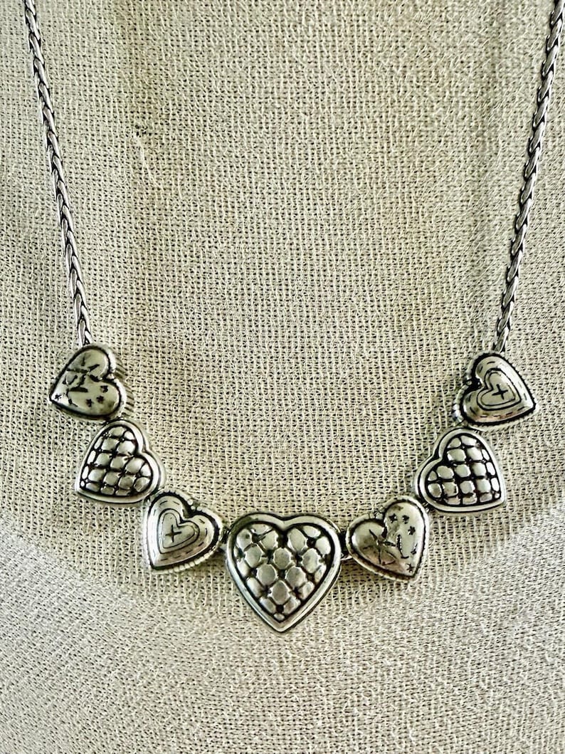 Brighton Enchanted Hearts Necklace Silver 17"-19" Excellent! image 2