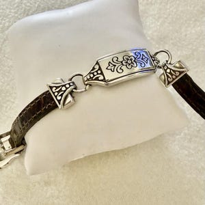 Brighton Flower Dark Brown Leather Buckle Vintage Bracelet image 2