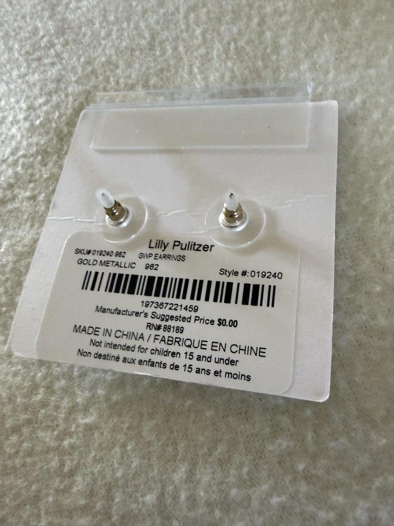 NWT! Lilly Pulitzer Bee Beautiful CRYSTAL PAVE Earrings goldtone Stud 7/8" L image 3