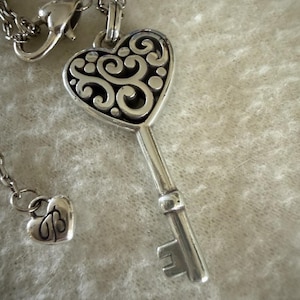 Brighton Silver Plated Heart Key Contemporary Adjustable Length Necklace image 1