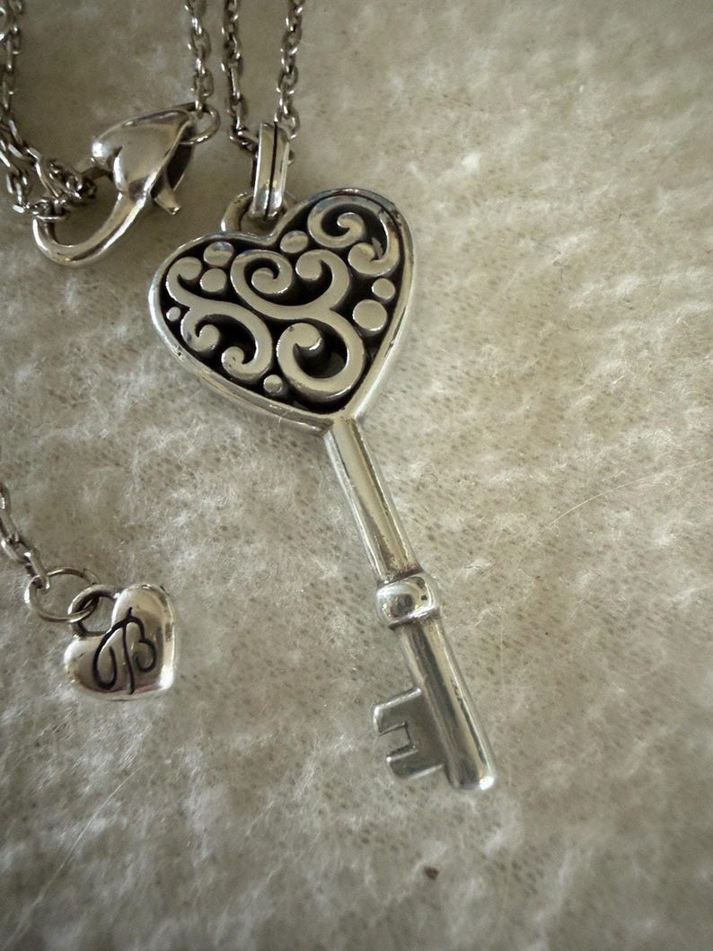 Brighton Silver Plated Heart Key Contemporary Adjustable Length Necklace image 1