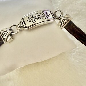 Brighton Flower Dark Brown Leather Buckle Vintage Bracelet image 5