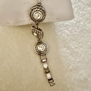 Brighton Heiress Bracelet Link Silver Crystal Rhinestone Hearts Two Sided image 2