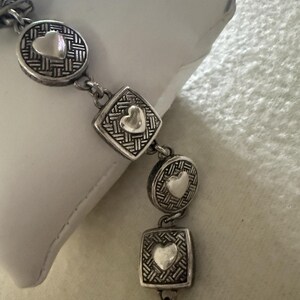 Brighton Heiress Bracelet Link Silver Crystal Rhinestone Hearts Two Sided image 6