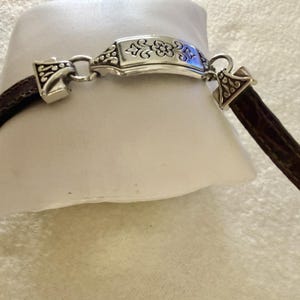 Brighton Flower Dark Brown Leather Buckle Vintage Bracelet image 4