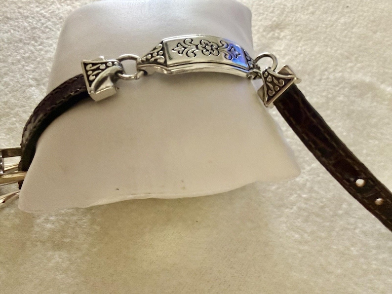 Brighton Flower Dark Brown Leather Buckle Vintage Bracelet image 4