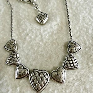 Brighton Enchanted Hearts Necklace Silver 17"-19" Excellent! image 1