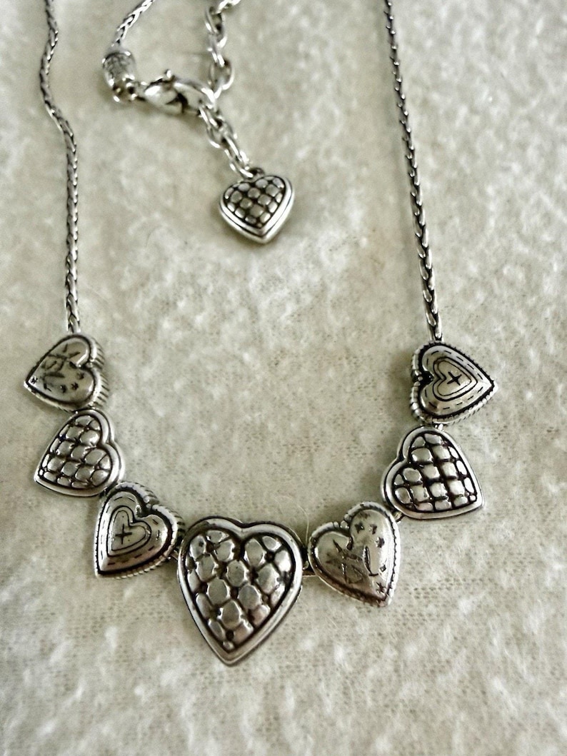 Brighton Enchanted Hearts Necklace Silver 17"-19" Excellent! image 1