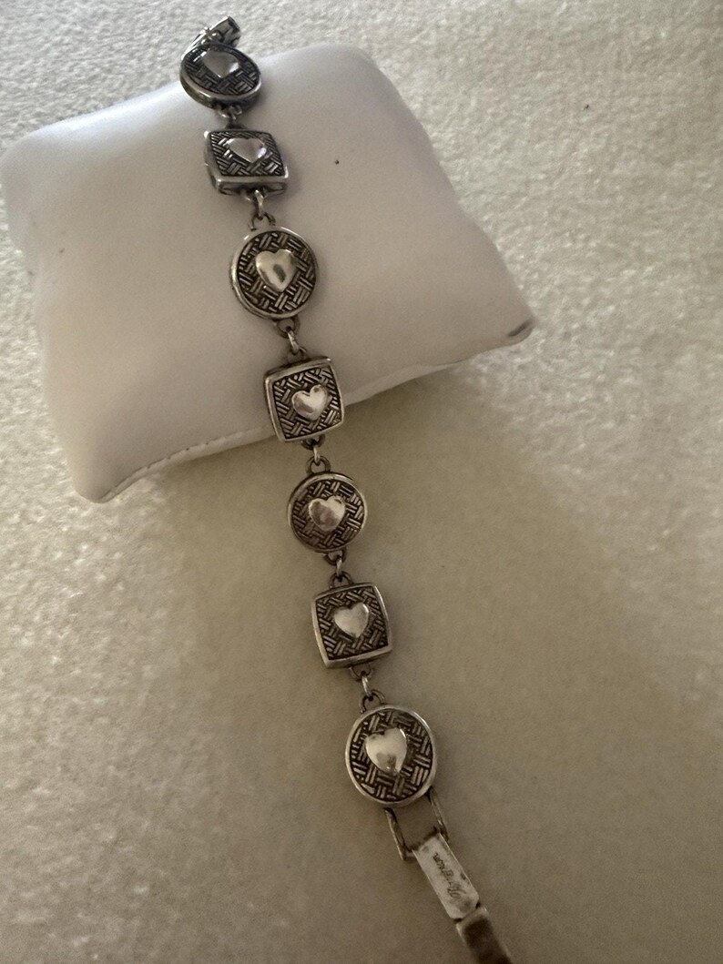 Brighton Heiress Bracelet Link Silver Crystal Rhinestone Hearts Two Sided image 7