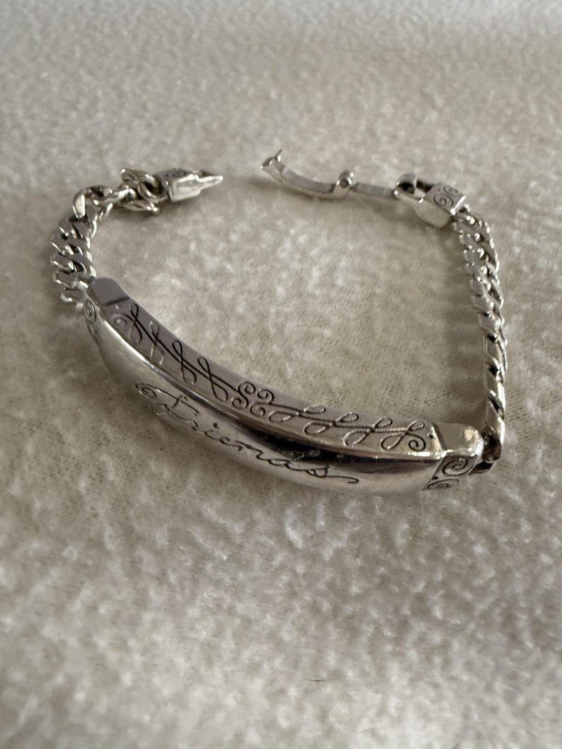 Brighton silver plated "Friends" ID Bracelet-Engraved, scroll 8" image 3