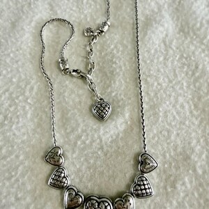 Brighton Enchanted Hearts Necklace Silver 17"-19" Excellent! image 3