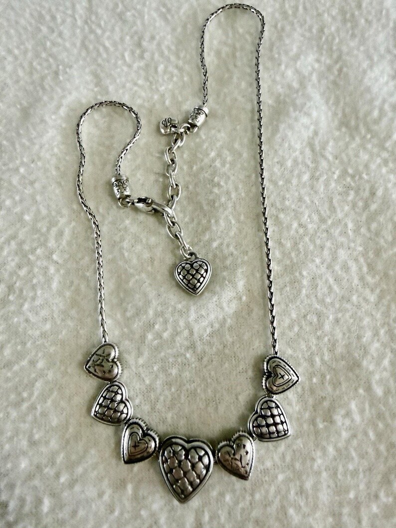 Brighton Enchanted Hearts Necklace Silver 17"-19" Excellent! image 3