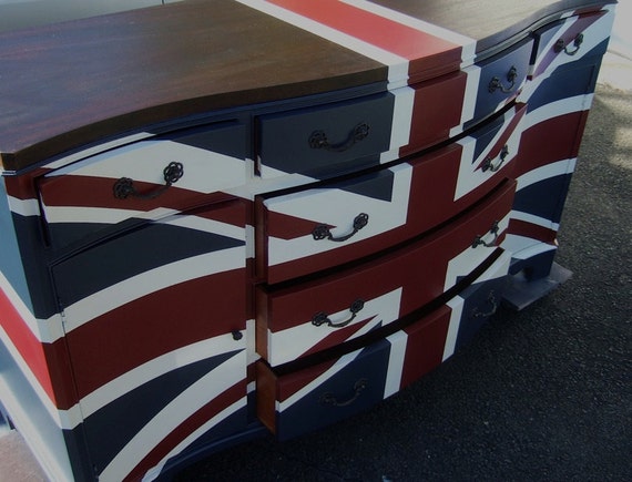 Contemporary Wood Top Union Jack Dresser Etsy