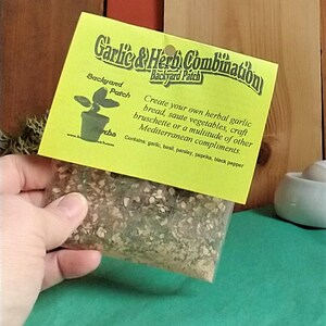 Set of TWO Garlic & Herb Seasoning Blend for Cooking or Dip, Hand-blended, salt-free, dry cooking herb mix