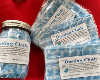 Lemongrass Dusting Cloths: Chemical-Free Cleaning, Set of 10 without jar
