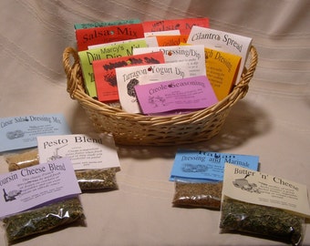 Collection listing of ALL Home-grown Dry Herb Mix Blends (you get 2) for cooking, dip, dressing, sauce, rub and salsa
