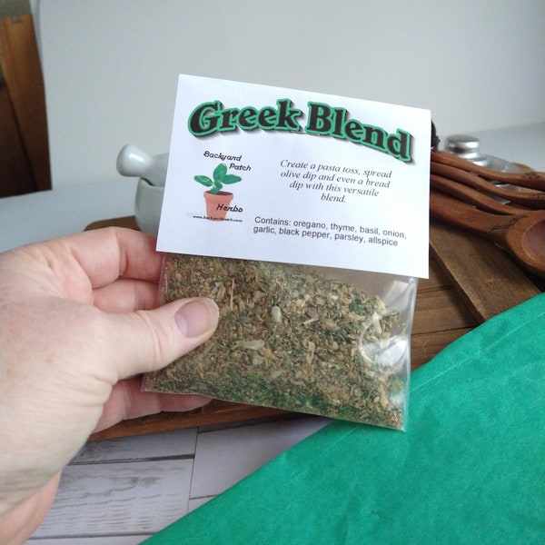 Greek Blend Pair-New Herb Mix, great dressing, olive oil bread dip, hot dip or pasta toss, salt-free, gluten free, organic, recipes included