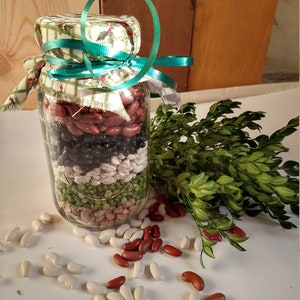 Five Bean Vegetable Soup in a jar, vegan, no salt, organic, easy to make soup