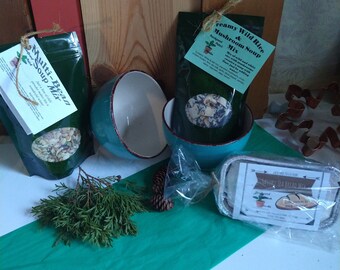 Soup Dinner for Two or Four Gift Basket, Buyer's choice of soups mixes, made with basket, recipes and bowls