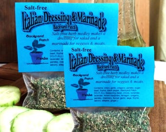 Salt-free Italian Dressing Pair, Hand-blended dry herb seasoning mix, gluten free, salt free