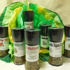 Salt Substitute in a Grinder Jar, dry herb seasoning, gluten free, salt free, herbal