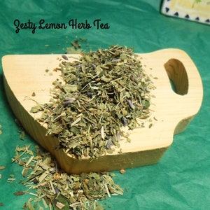 Zesty Lemon Loose Leaf Herbal Tea, lemon balm, lemongrass, lavender, caffeine free all herb tea