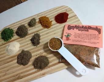 Spicy Curry Rub / Salad Dressing, Marinade Hand-blended, dry HERB MIX, gluten free, salt free, meat rub