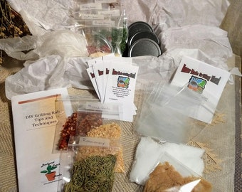 DIY Grilling Rubs Kit, make your own gift, homemade grill seasonings and skills gift for men includes cumin, chili, herbs, sugar and more