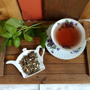 Relaxation Holy Basil Loose Herbal Tea, Tulsi, lavender, hibiscus, lemon balm, mint, rosehips, caffeine free, organic herb tea, lemon grass