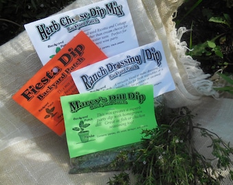 Dip Mix Collection CHOOSE ONE of Eight different, hand-blended, home grown cooking herbs, dips, Herb mixes, Backyard Patch