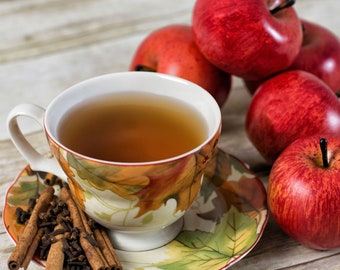 Harvest Tea Loose Fall flavor limited edition Herbal Tea, apple, rooibus, hibiscus, allspice, cinnamon, rose hips, cranberry, spearmint