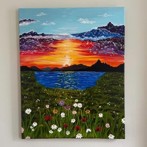 Amazing sunset, original acrylic art painting