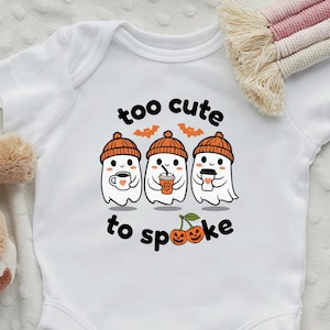 Halloween Onesie® & Shirt for Toddler Kids Halloween Costume, Boo Toddler Tee, Bodysuit, Trick or Treat Kids Shirt, Too Cute To Spooke Shirt
